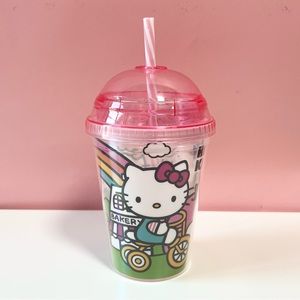 Y2K 2000s hello kitty Sanrio rainbow water bottle cup with straw